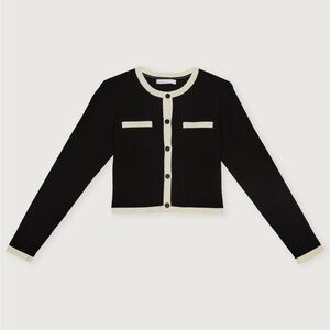 OAK + FORT Two-Tone Cardigan in Black and Cream